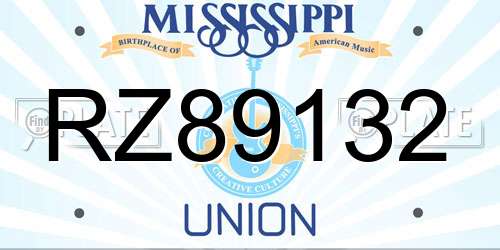 RZ89132 Mississippi License Plate