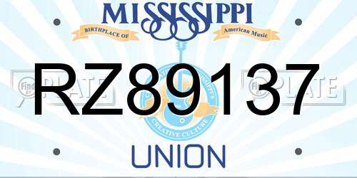 RZ89137 Mississippi License Plate