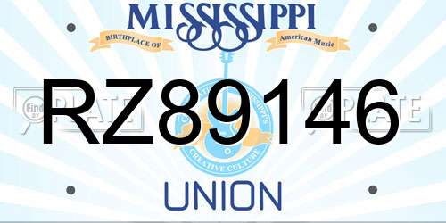 RZ89146 Mississippi License Plate