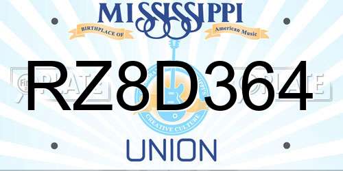 RZ8D364 Mississippi License Plate