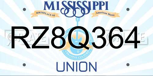 RZ8Q364 Mississippi License Plate
