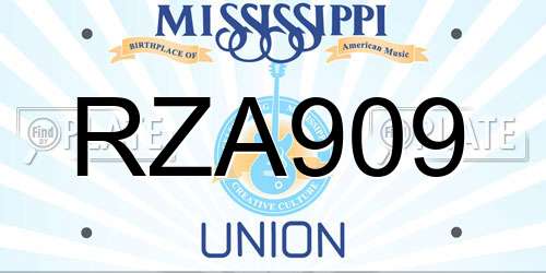 RZA909 Mississippi License Plate