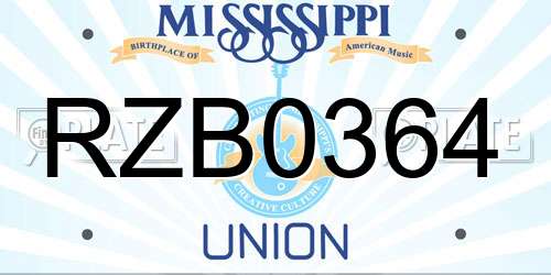 RZB0364 Mississippi License Plate