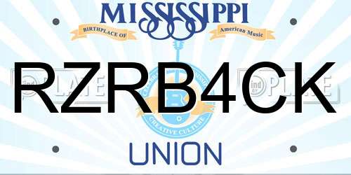 RZRB4CK Mississippi License Plate