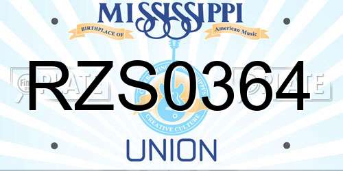 RZS0364 Mississippi License Plate