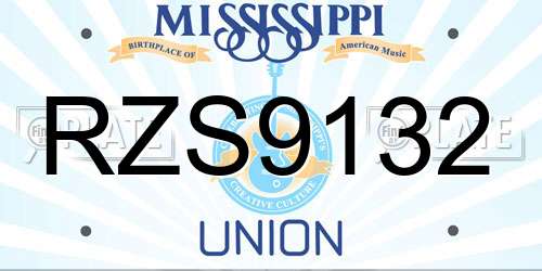 RZS9132 Mississippi License Plate