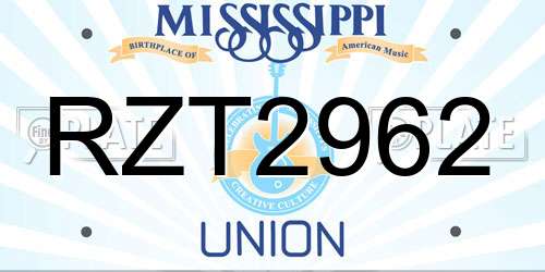 RZT2962 Mississippi License Plate
