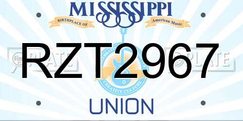 RZT2967 Mississippi License Plate