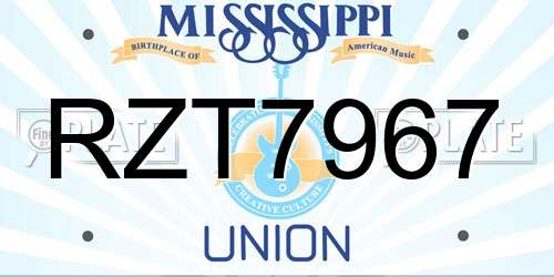 RZT7967 Mississippi License Plate