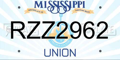 RZZ2962 Mississippi License Plate