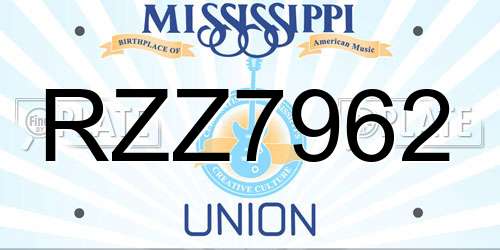 RZZ7962 Mississippi License Plate