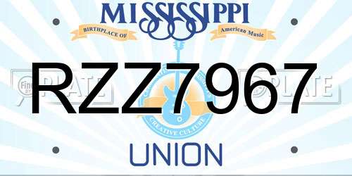RZZ7967 Mississippi License Plate