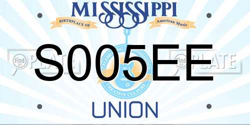 S005EE Mississippi License Plate