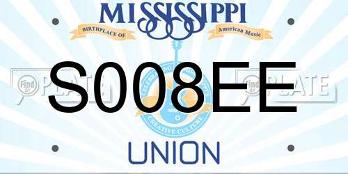 S008EE Mississippi License Plate