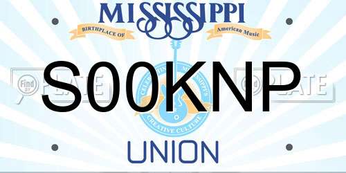 S00KNP Mississippi License Plate