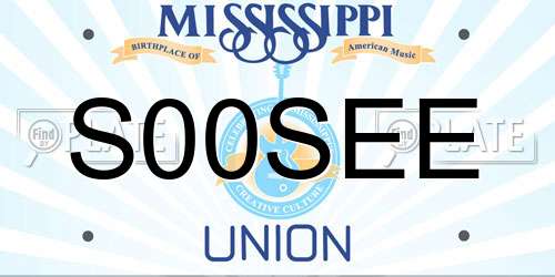 S00SEE Mississippi License Plate
