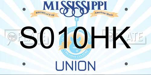 S010HK Mississippi License Plate