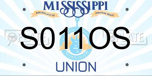 S011OS Mississippi License Plate
