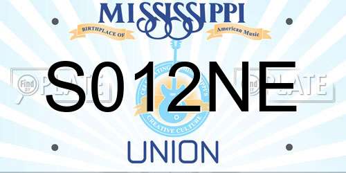 S012NE Mississippi License Plate