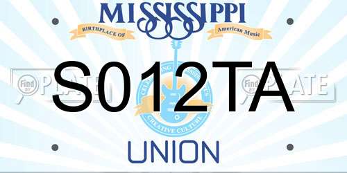 S012TA Mississippi License Plate