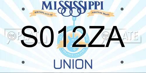 S012ZA Mississippi License Plate