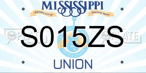 S015ZS Mississippi License Plate