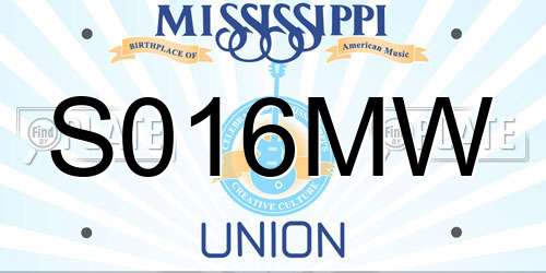 S016MW Mississippi License Plate