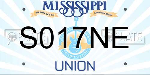 S017NE Mississippi License Plate