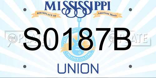 S0187B Mississippi License Plate