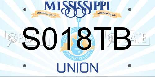 S018TB Mississippi License Plate