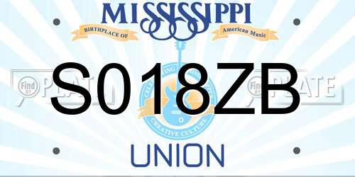 S018ZB Mississippi License Plate