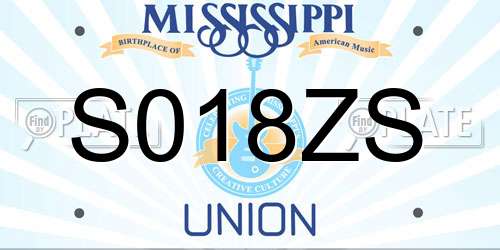 S018ZS Mississippi License Plate