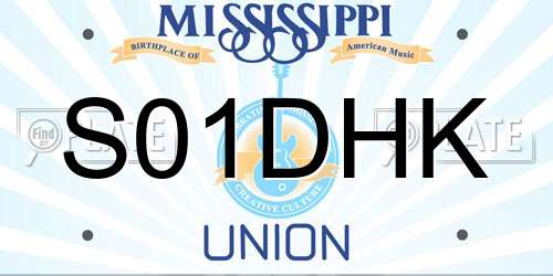 S01DHK Mississippi License Plate
