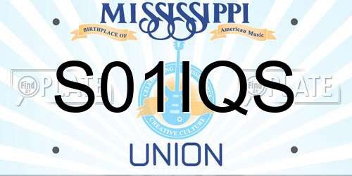 S01IQS Mississippi License Plate