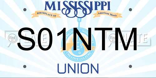 S01NTM Mississippi License Plate