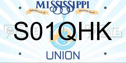 S01QHK Mississippi License Plate
