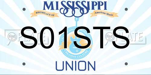 S01STS Mississippi License Plate
