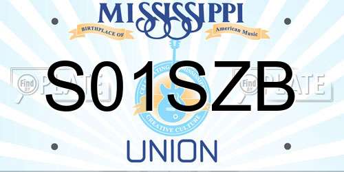 S01SZB Mississippi License Plate