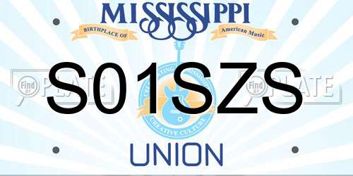 S01SZS Mississippi License Plate