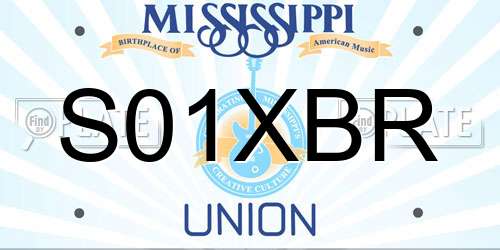 S01XBR Mississippi License Plate