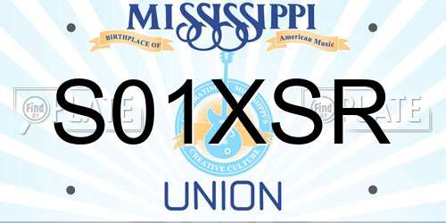 S01XSR Mississippi License Plate