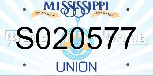 S020577 Mississippi License Plate