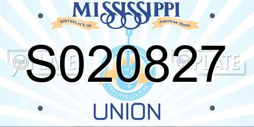 S020827 Mississippi License Plate