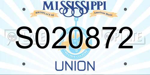 S020872 Mississippi License Plate
