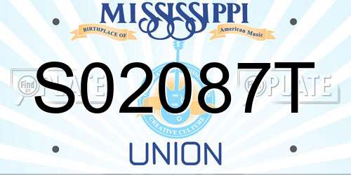 S02087T Mississippi License Plate