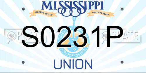 S0231P Mississippi License Plate