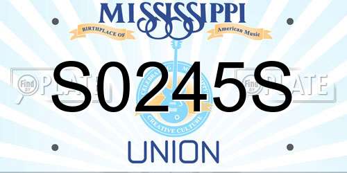 S0245S Mississippi License Plate