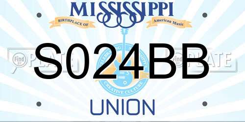 S024BB Mississippi License Plate