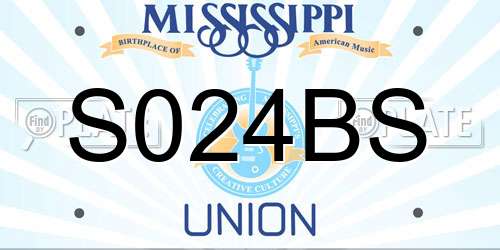 S024BS Mississippi License Plate