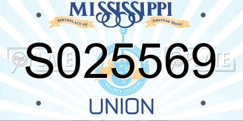 S025569 Mississippi License Plate